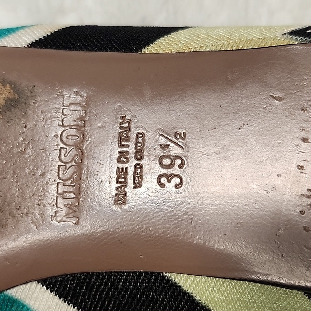 Missoni Chevron Ballet Flats Black / Green Size 39.5/ 9. - Picture 14 of 16